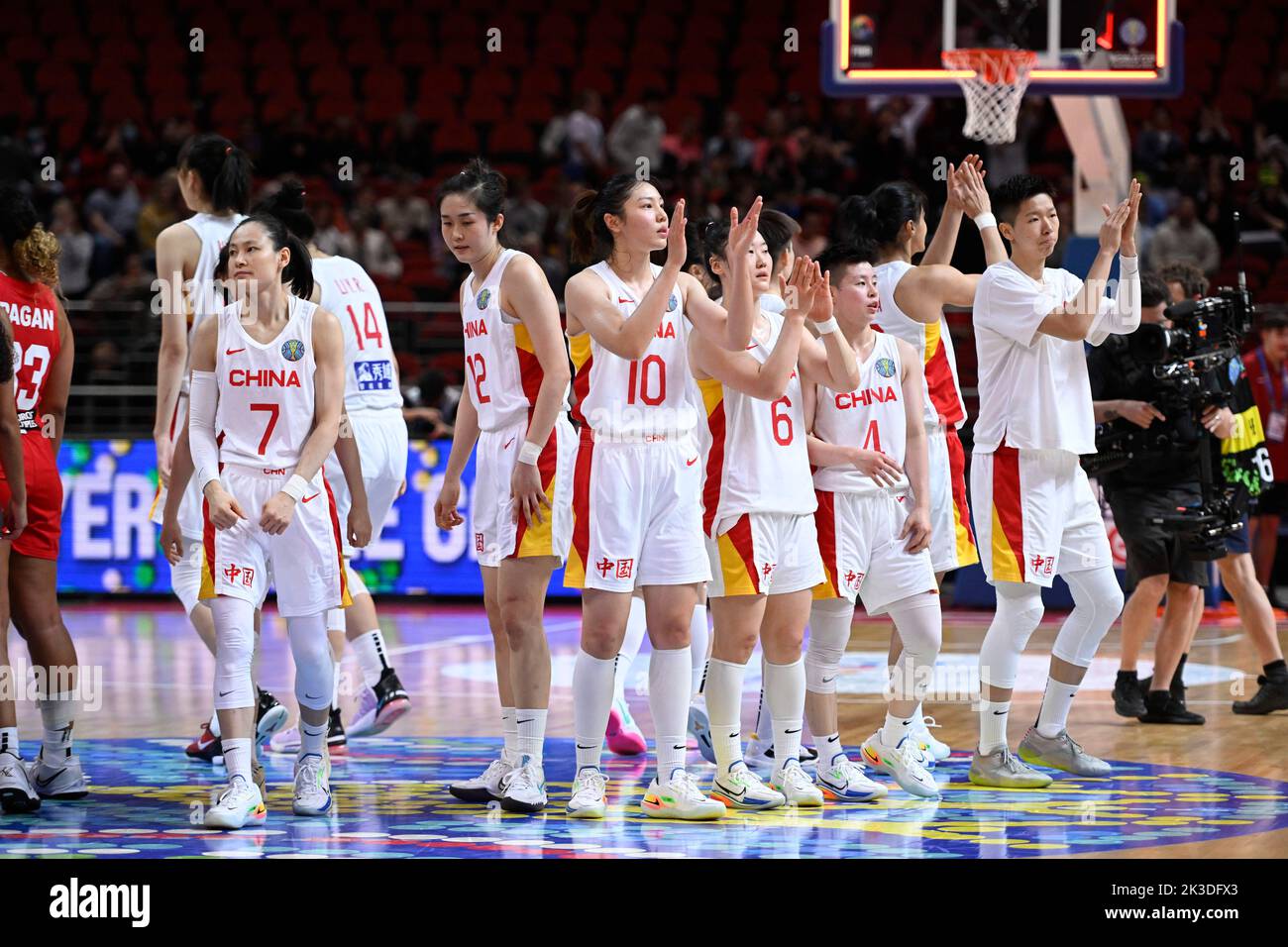 26th September 2022;  Sydney, Homebush, New South Wales, Australia, Women's World Cup Basketball, China versus Puerto Rico; China celebrate their victory Stock Photo