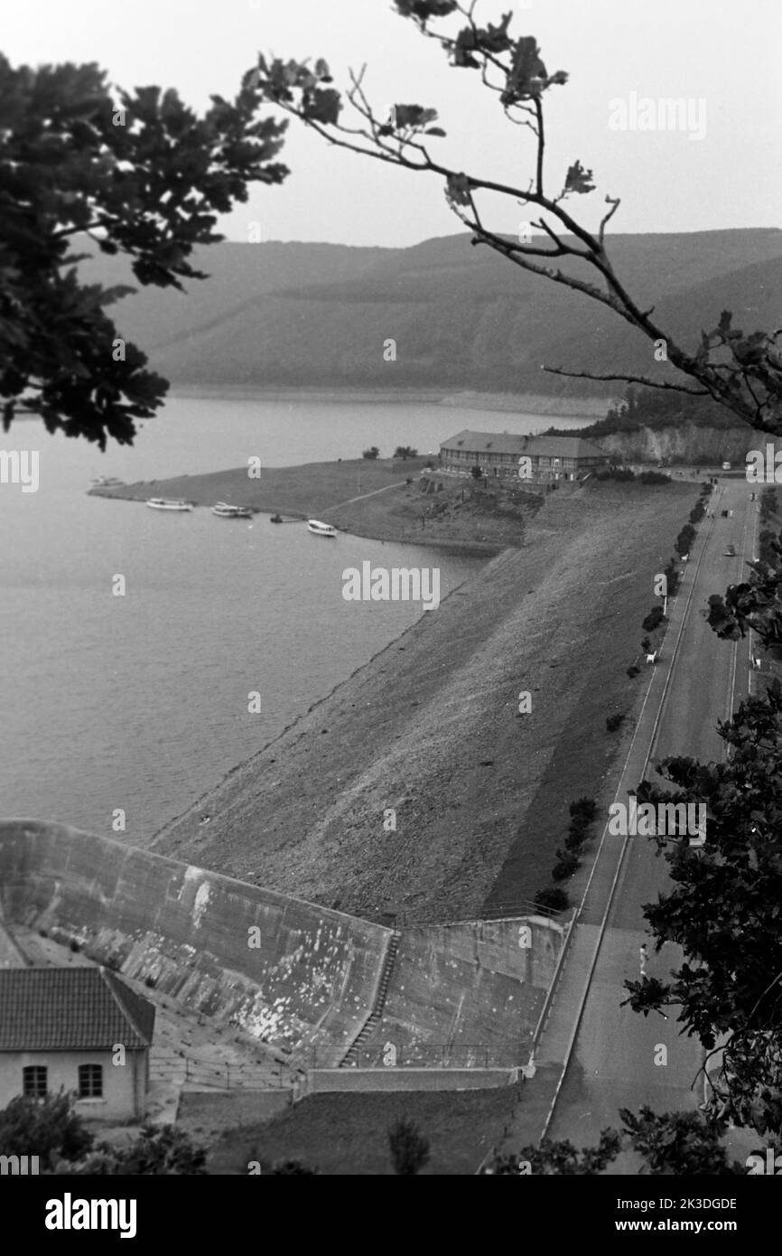 Rurtalsperre Schwammenauel, 1952. Rur Dam, 1952. Stock Photo