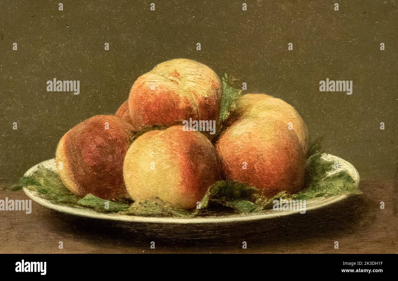 Peaches on a Dish by Henri Fantin-Latour in National Gallery of Scotland Stock Photo