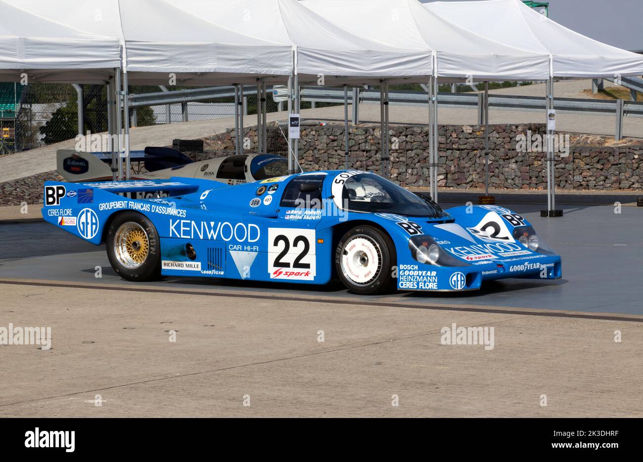 A 1983, Porsche 956 in Kenwood Livery, in a special display Celebrating 40 years of Group C, at the Silverstone Classic 2022 Stock Photo