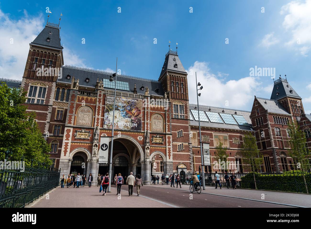 Amsterdam, Netherlands - May 7, 2022: Rijksmuseum (National state museum), a popular touristic destination in Amsterdam. B bright day of summer Stock Photo