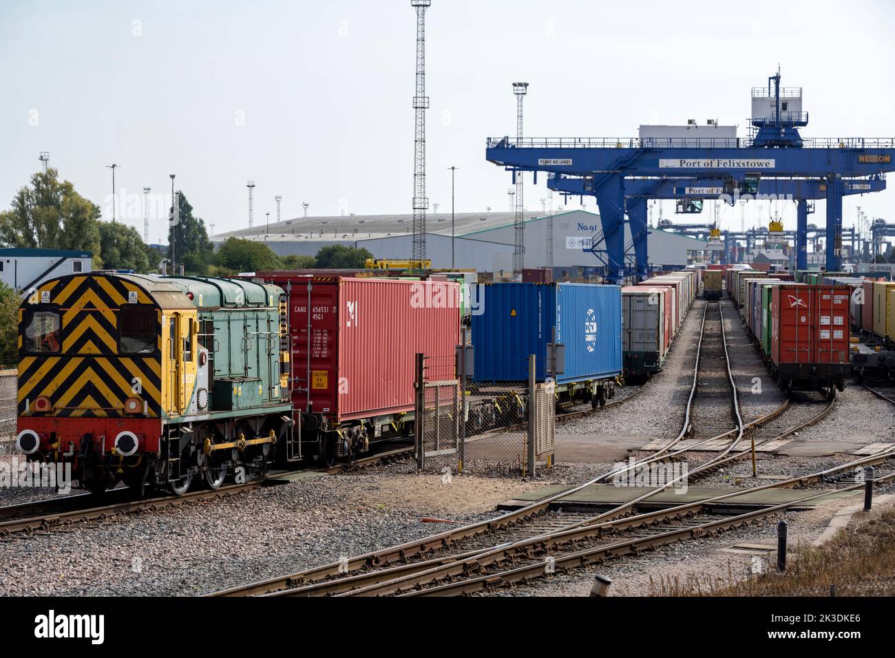 Rail freight terminal port of Felixstowe Suffolk UK Stock Photo