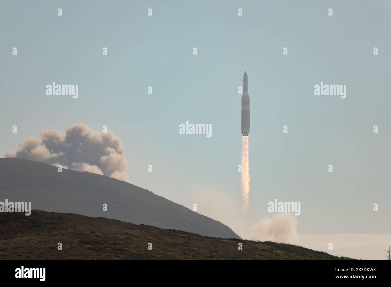 Sep 24, 2022; Lompoc, California, USA; The Delta IV Heavy rocket launches from Vandenberg Space