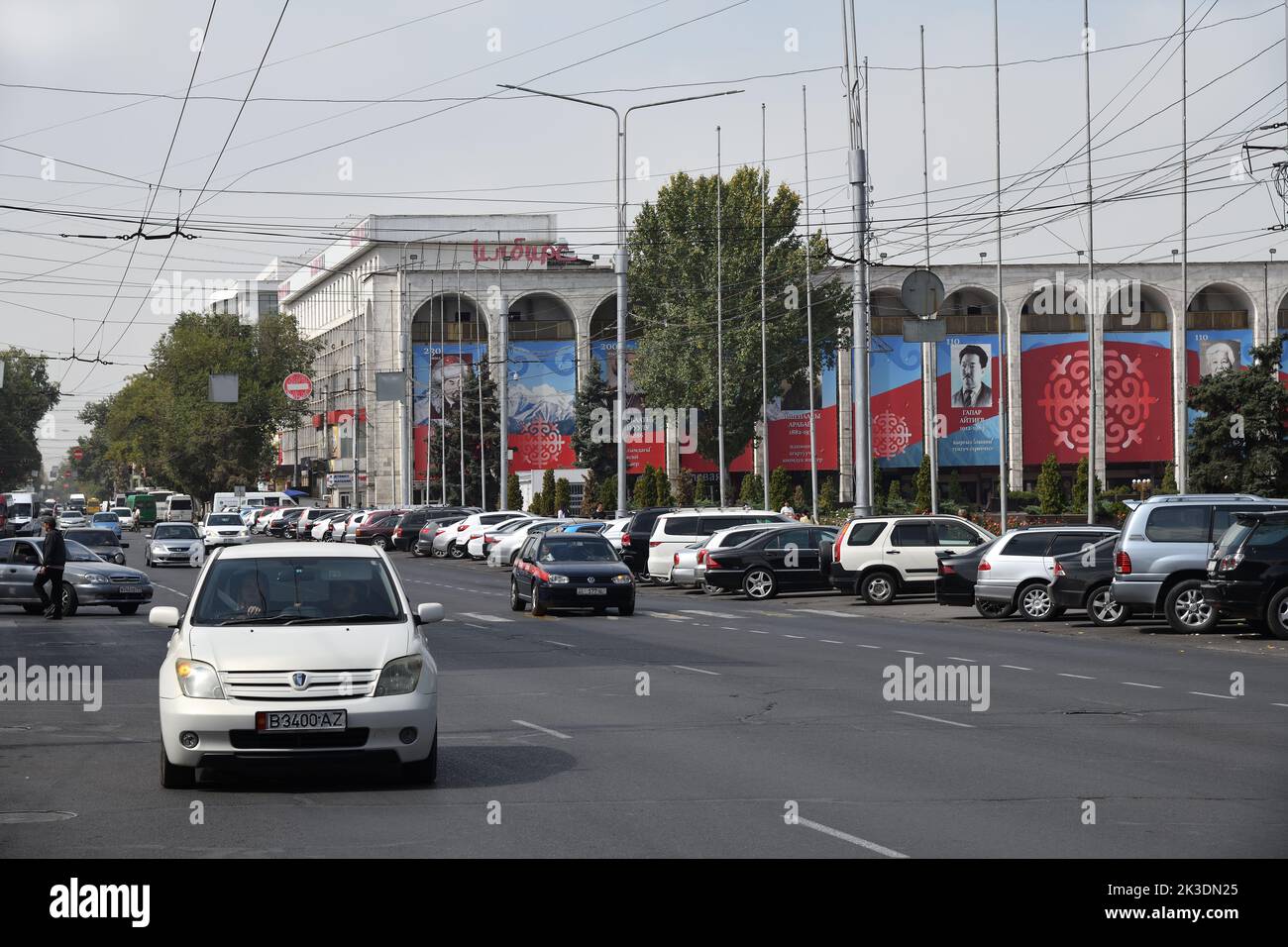 Bishkek, Kyrgyzstan - 21 September, 2022: Street scene in capital coty ...