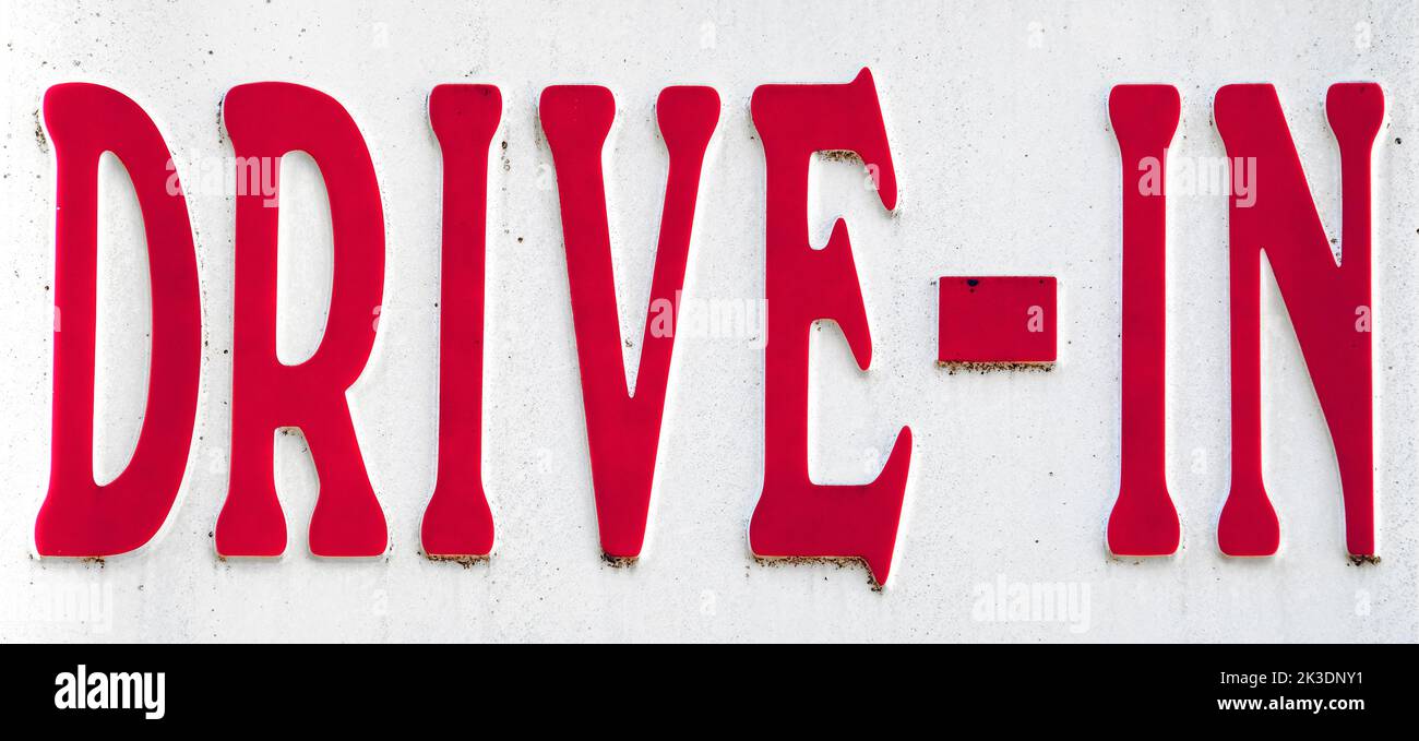 Old vintage drive in sign for food Cafe drive-in Stock Photo