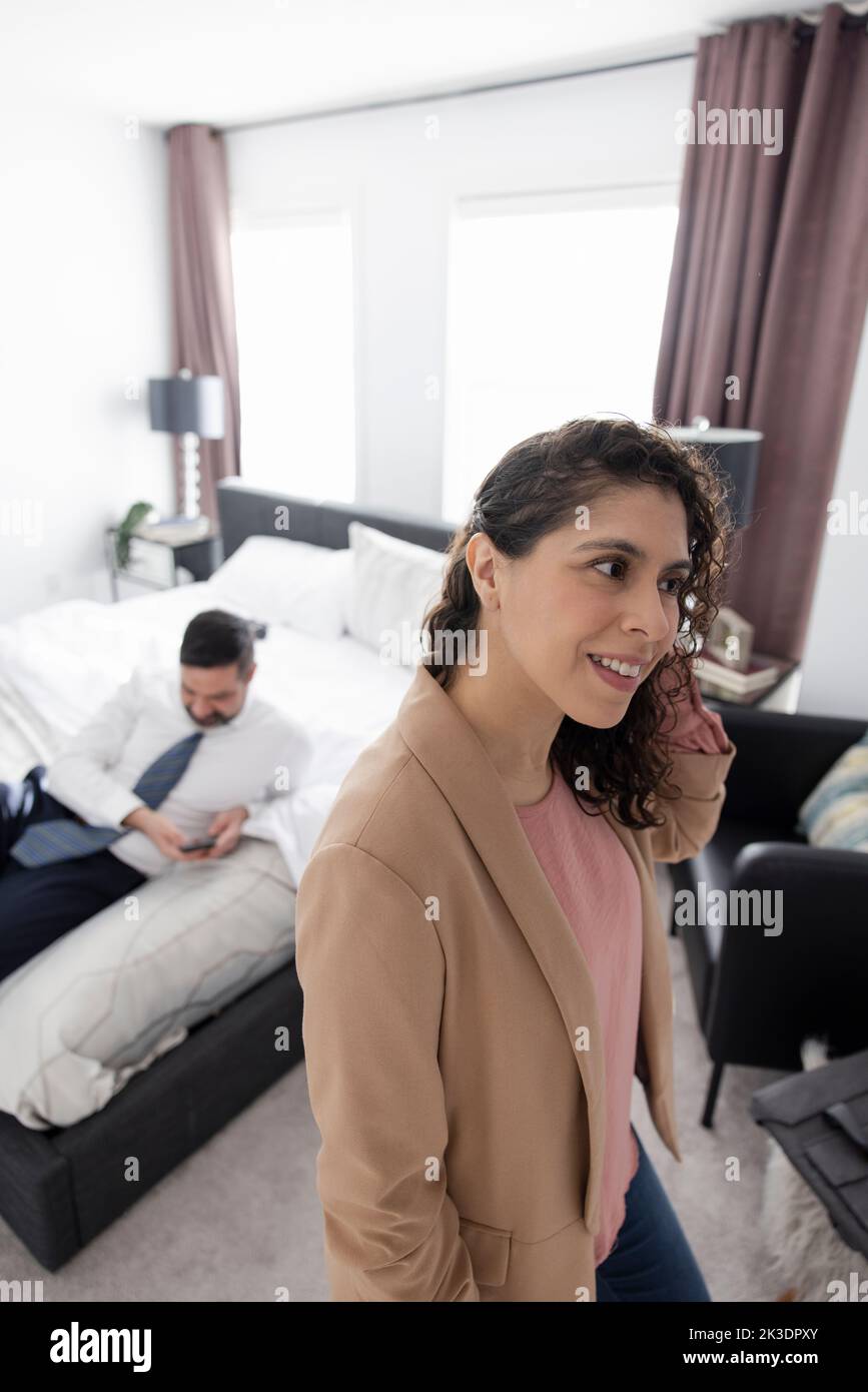 woman-getting-ready-in-morning-bedroom-stock-photo-alamy