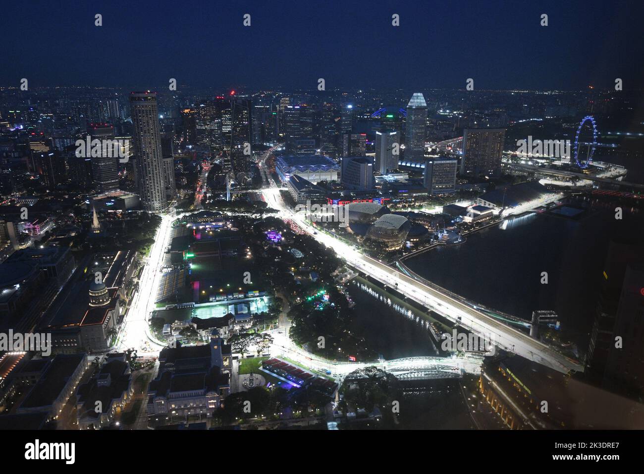 Singapore. 26th Sep, 2022. Photo taken on Sept. 26, 2022 shows Marina Bay Street Circuit of the upcoming F1 Singapore Grand Prix Night Race in Singapore. The F1 Singapore Grand Prix night race will be held from Sept. 30 to Oct. 2. Credit: Then Chih Wey/Xinhua/Alamy Live News Stock Photo