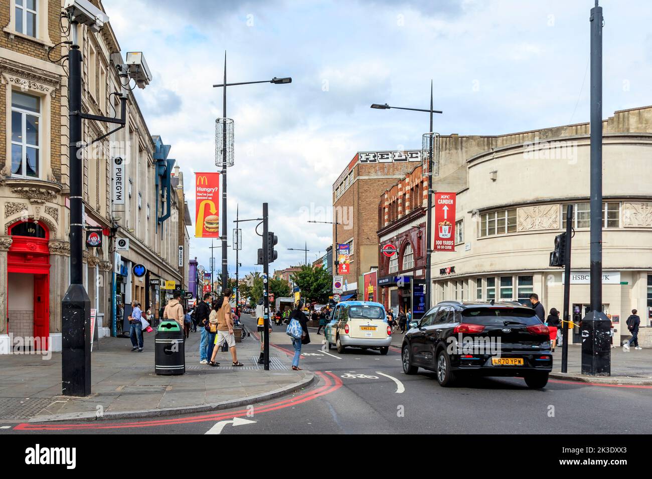 View north along the High Street from the centre of Camden Town, London, UK Stock Photo