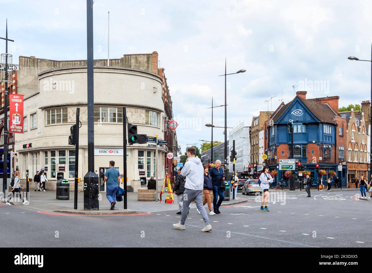 Pedestrian crossing at the centre of Camden Town, London, UK Stock Photo