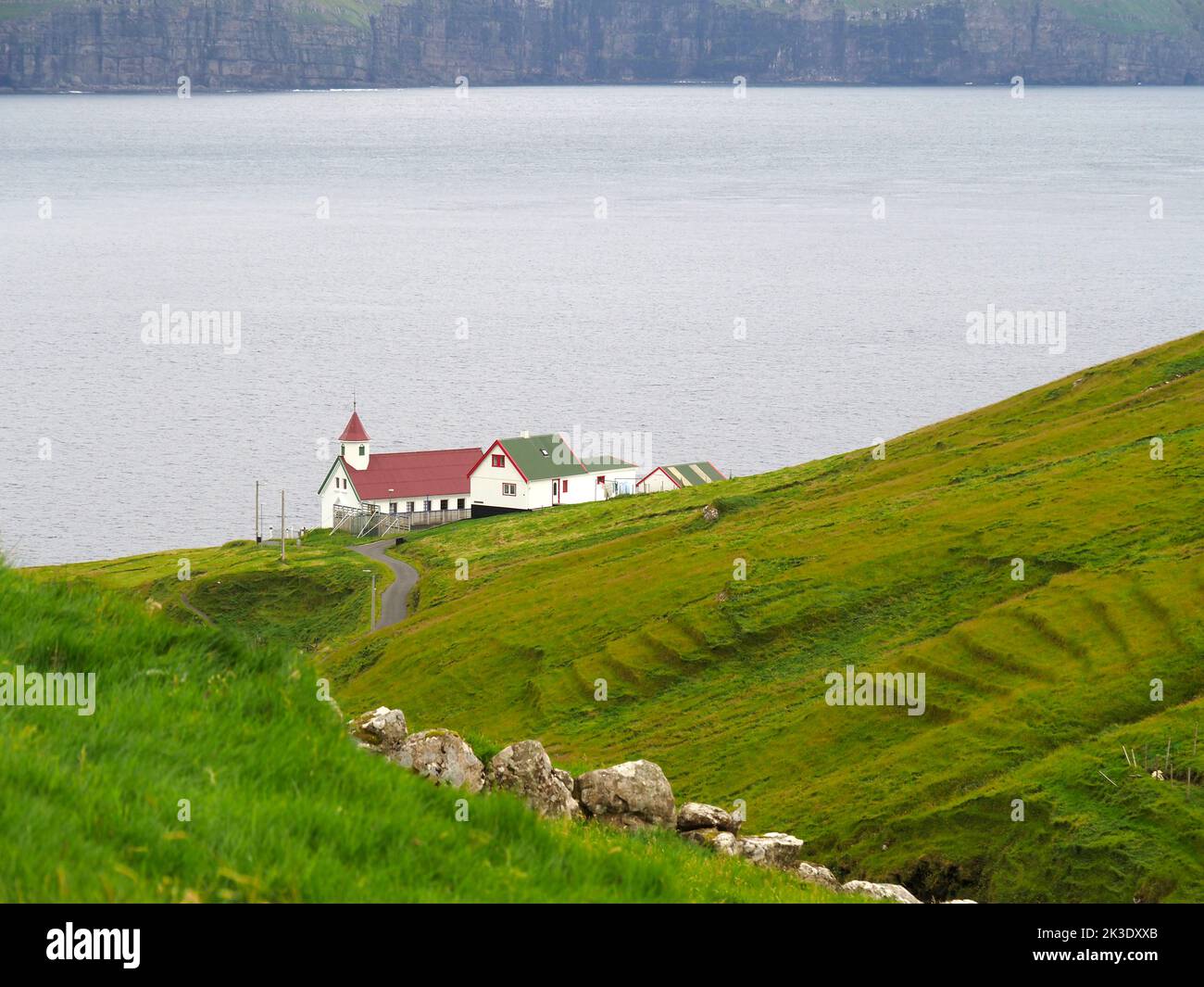 Church, Skúvoy, Faroes Stock Photo