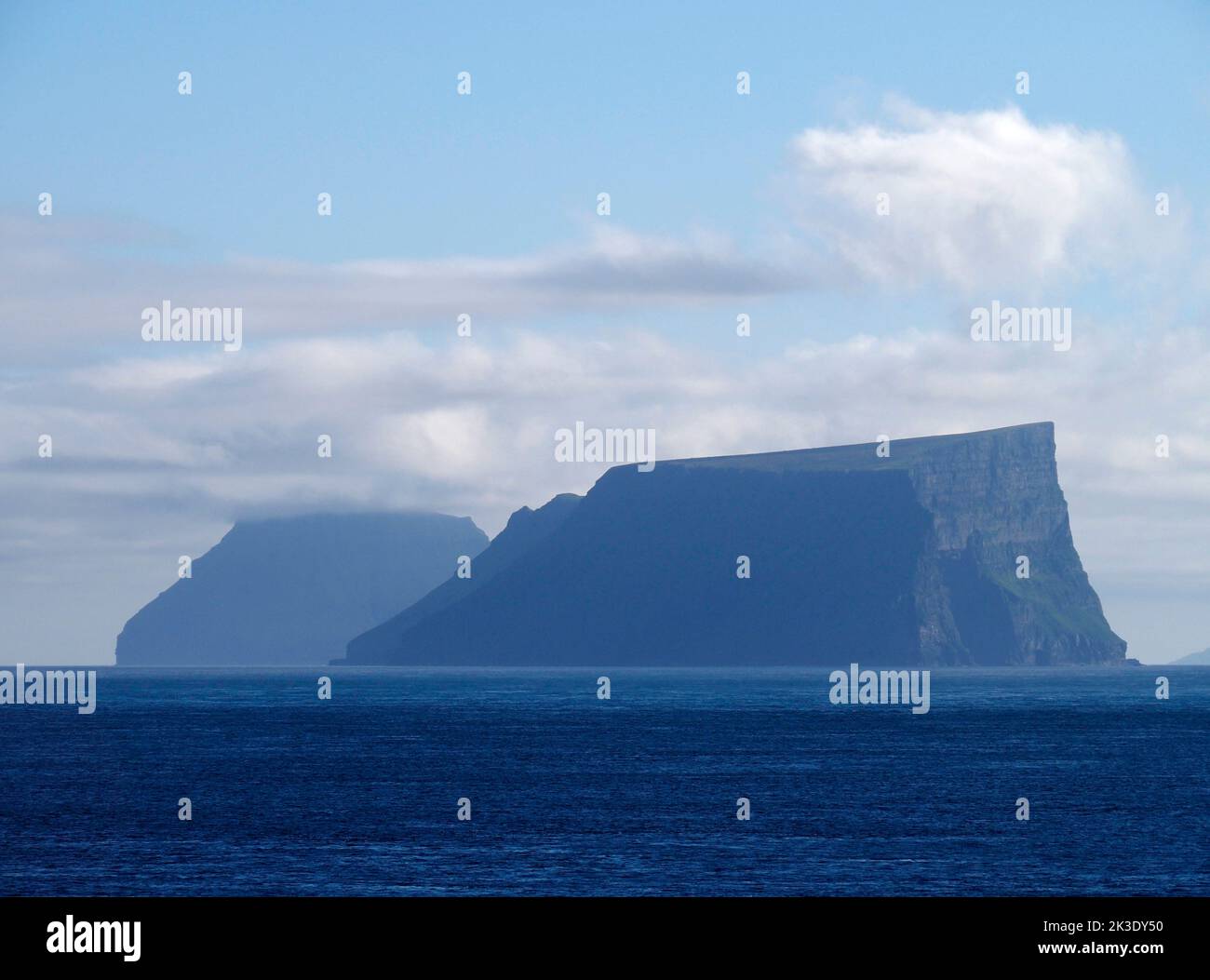 Stora Dimun, Litla Dimun from Sandur, Faroes Stock Photo