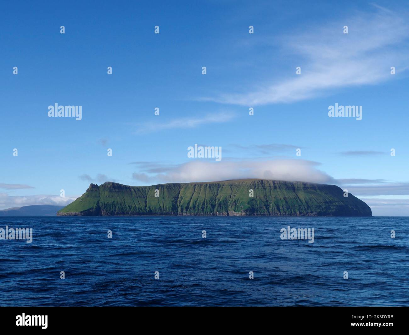 Stora Dimun from Suðuroy ferry, Faroes Stock Photo