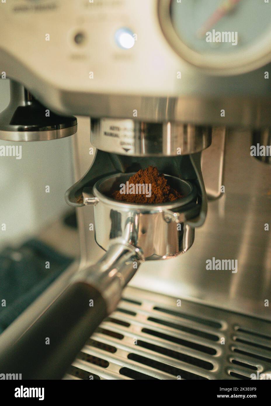 Grinding coffee beans from a breville barista express espresso machine