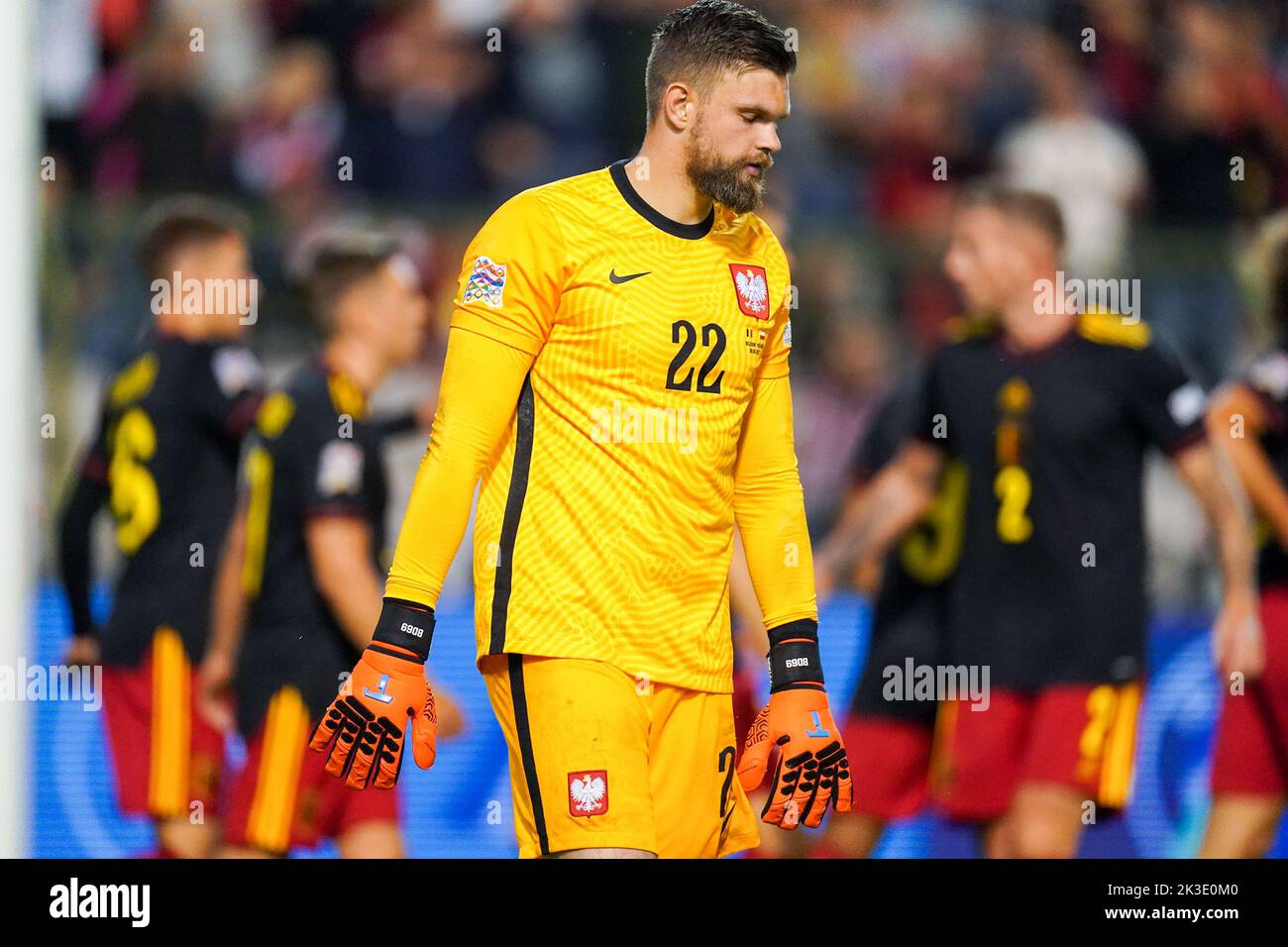 BRUSSELS, BELGIUM - JUNE 8: goalkeeper Bartlomiej Dragowski of Poland looks dejected during the UEFA Nations League A Group 4 match between the Belgium and Poland at the Stade Roi Baudouin on June 8, 2022 in Brussels, Belgium (Photo by Joris Verwijst/Orange Pictures) Stock Photo