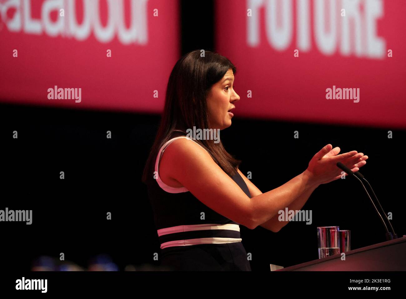 Britain's Shadow Foreign Secretary Lisa Nandy speaks at Britain's Labour Party's annual conference in Liverpool, Britain, September 26, 2022. REUTERS/Phil Noble Stock Photo