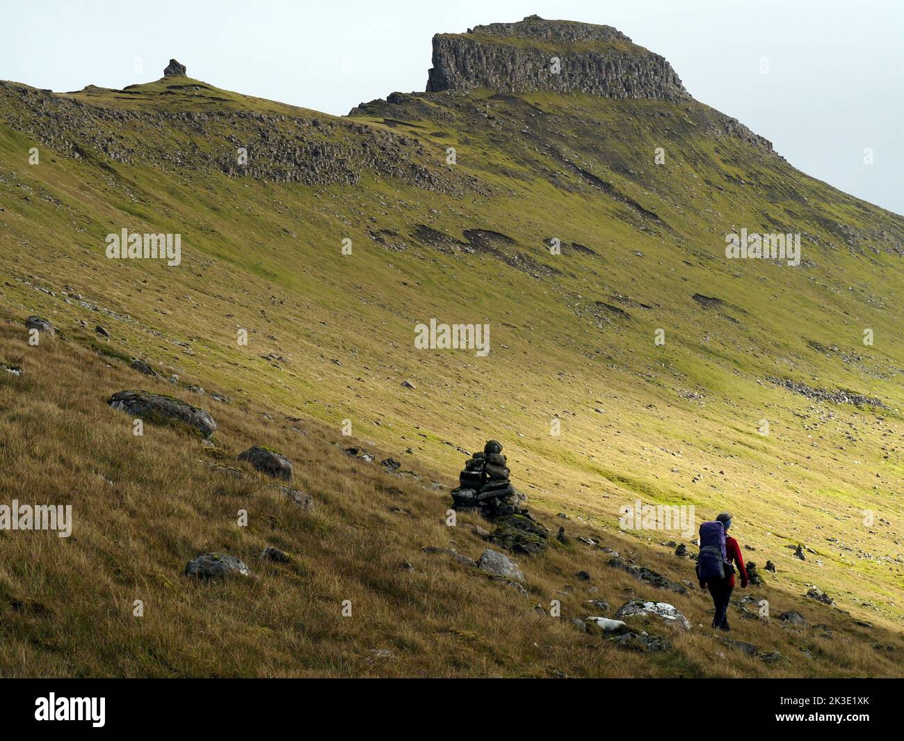 Hiking near Vágur, Suðuroy, Faroes Stock Photo