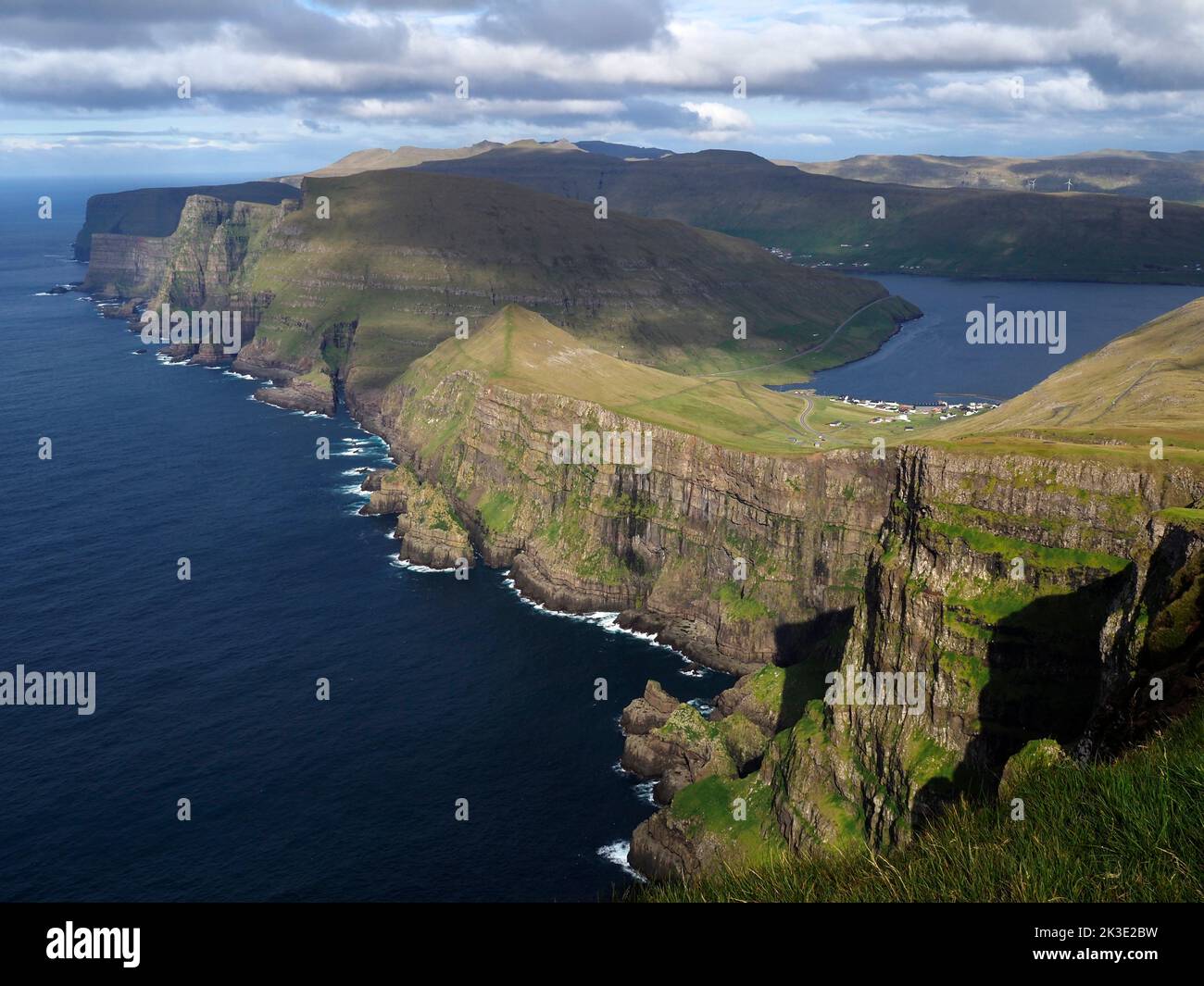Cliffs of Suðuroy from Beinisvørð, Faroes Stock Photo
