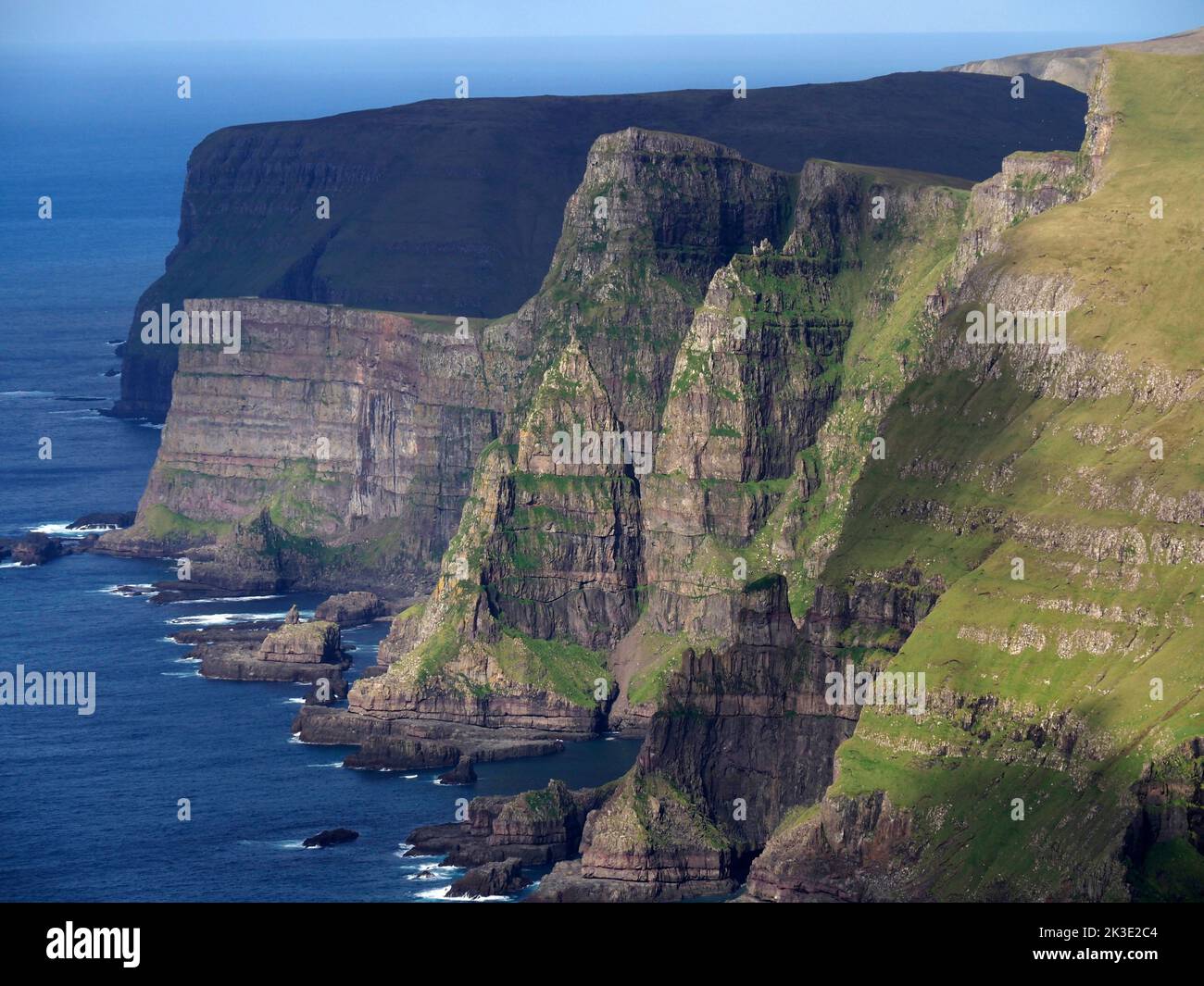 Cliffs of Suðuroy from Beinisvørð, Faroes Stock Photo