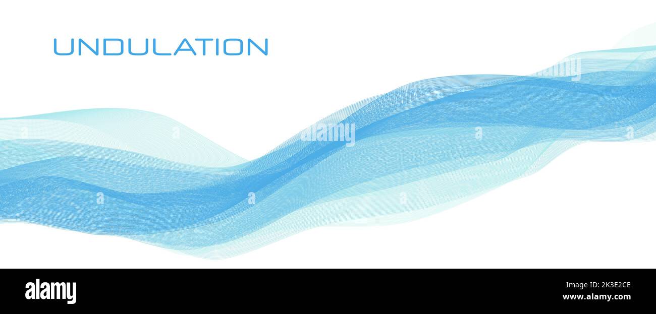 Undulation. Abstract blue complicated waves by thin flowing lines. Subtle vector graphics Stock Vector