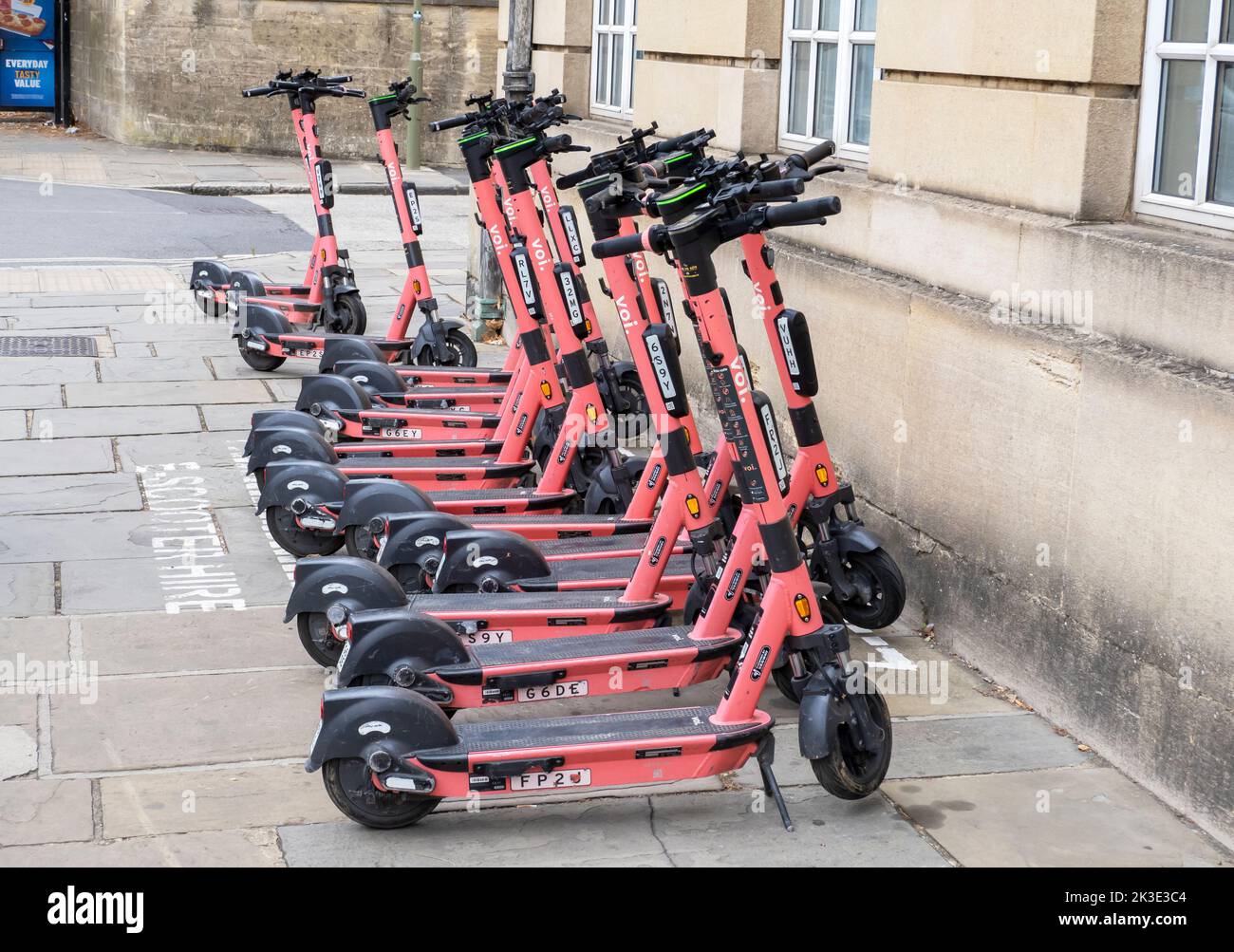 E-scooters for hire in Oxford, Oxfordshire, UK. Stock Photo