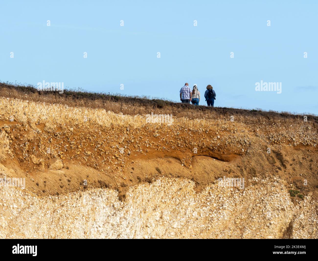 Soil and sub soil above chalk sea cliffs in Freshwater on the Isle of White, UK. Stock Photo