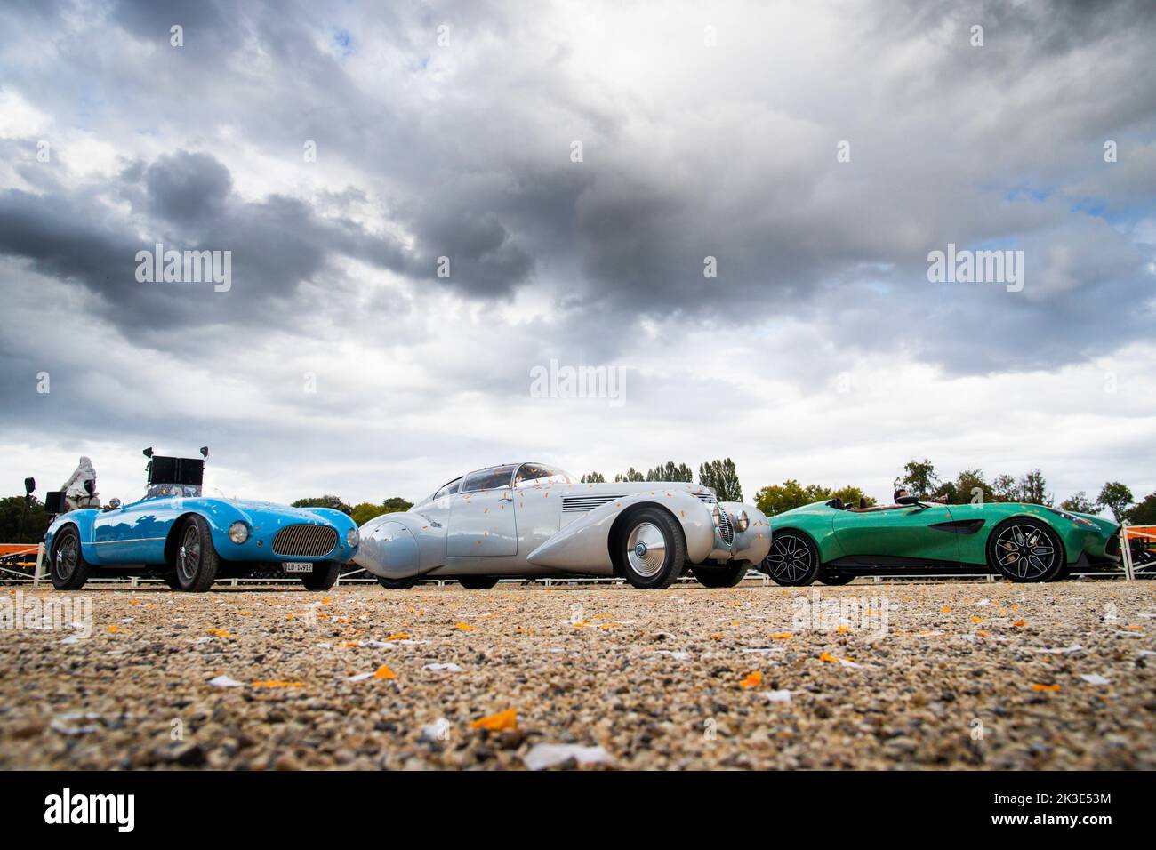 best of show Talbot-Lago T26 GS Barchetta Motto Hispano-Suiza H6C Dubonnet Xenia Aston Martin DBR22 during the 6th edition of the Chantilly Arts & Elegance - Richard Mille at the Domaine du Château de Chantilly, from September 24 to 25, 2025, in Chantilly, France - Photo Antonin Vincent / DPPI Stock Photo