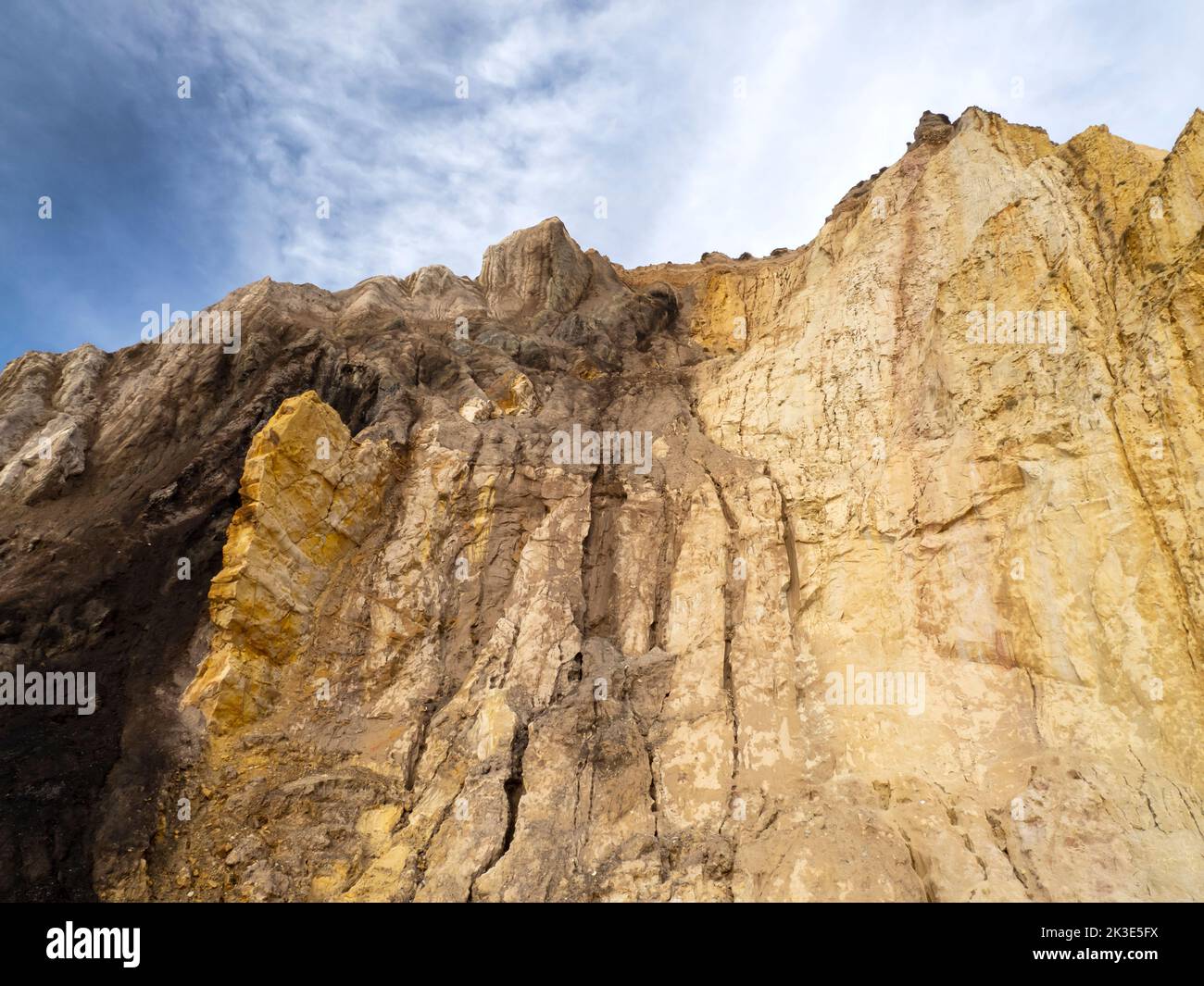 The famous multi coloured sandstone sea cliffs at Alum bay on the Isle of White, UK. Stock Photo