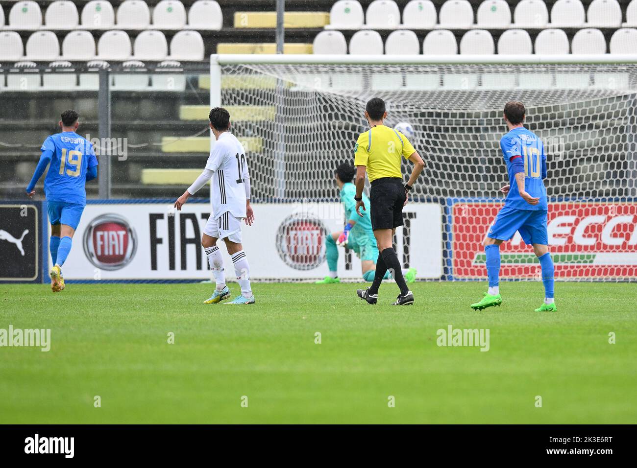 26th September 2022; Teofilo Tadini Stadium, Castel di Sangro, Italy; U21 Friendly football Match, Italy versus Japan; Lorenzo Colombo of Italy scores the goal for 1-0 in the 38th minute Stock Photo