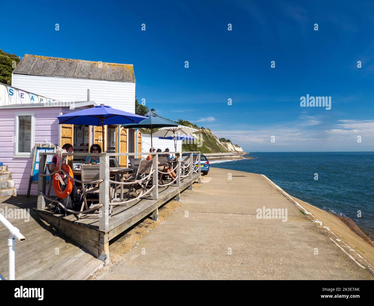 A cafe on the promenade in Ventnor on the Isle of White, UK. Stock Photo