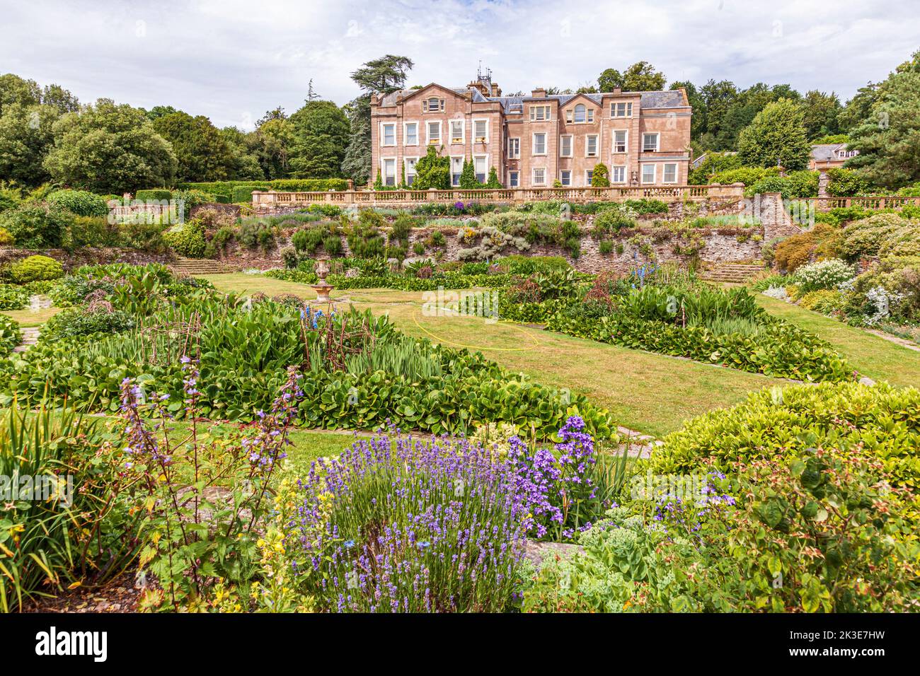 Summertime at House & Gardens near Taunton, Devon UK Stock