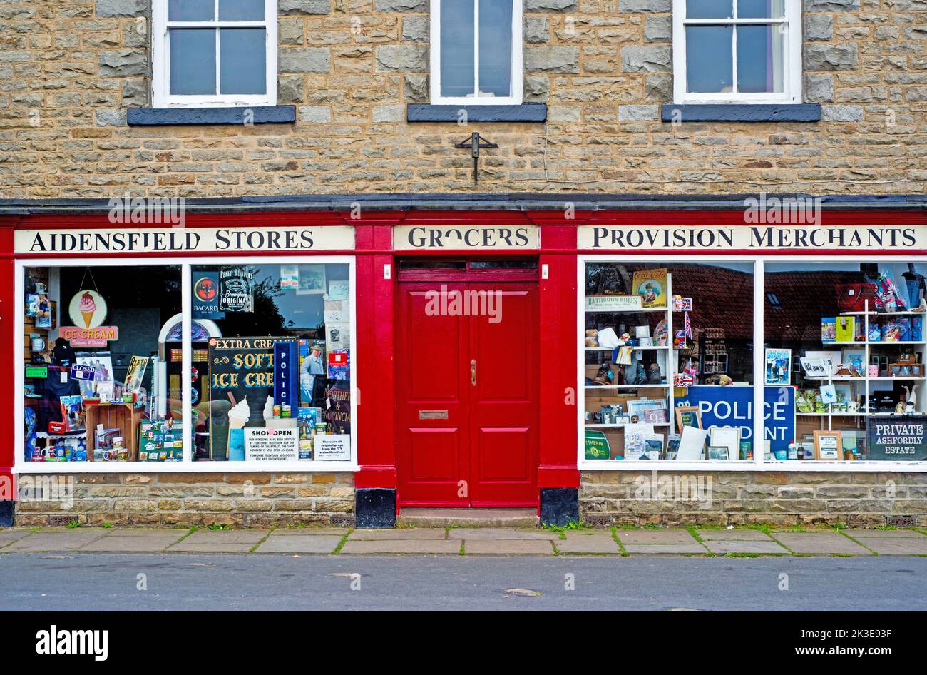 Aidensfield Stores as in TVs Heartbeat, Goathland, North Yorkshire, England Stock Photo