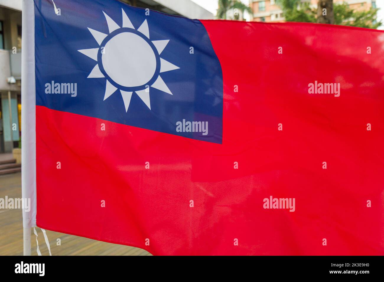 Taiwan Republic of China flags blowing in wind Stock Photo Alamy