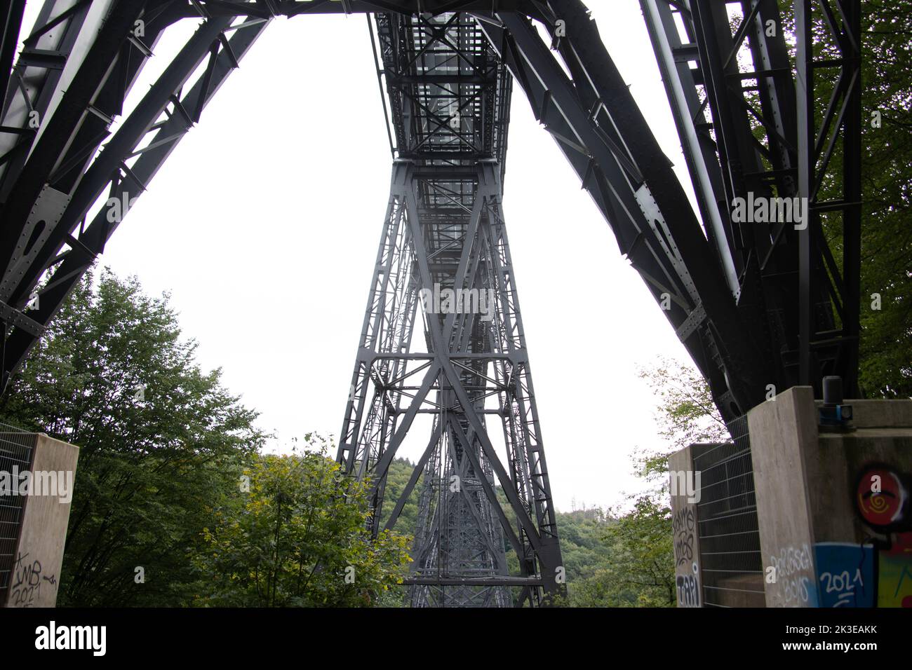 The high steel Müngstener Railroad Bridge in Solingen as a World Heritage Site Stock Photo