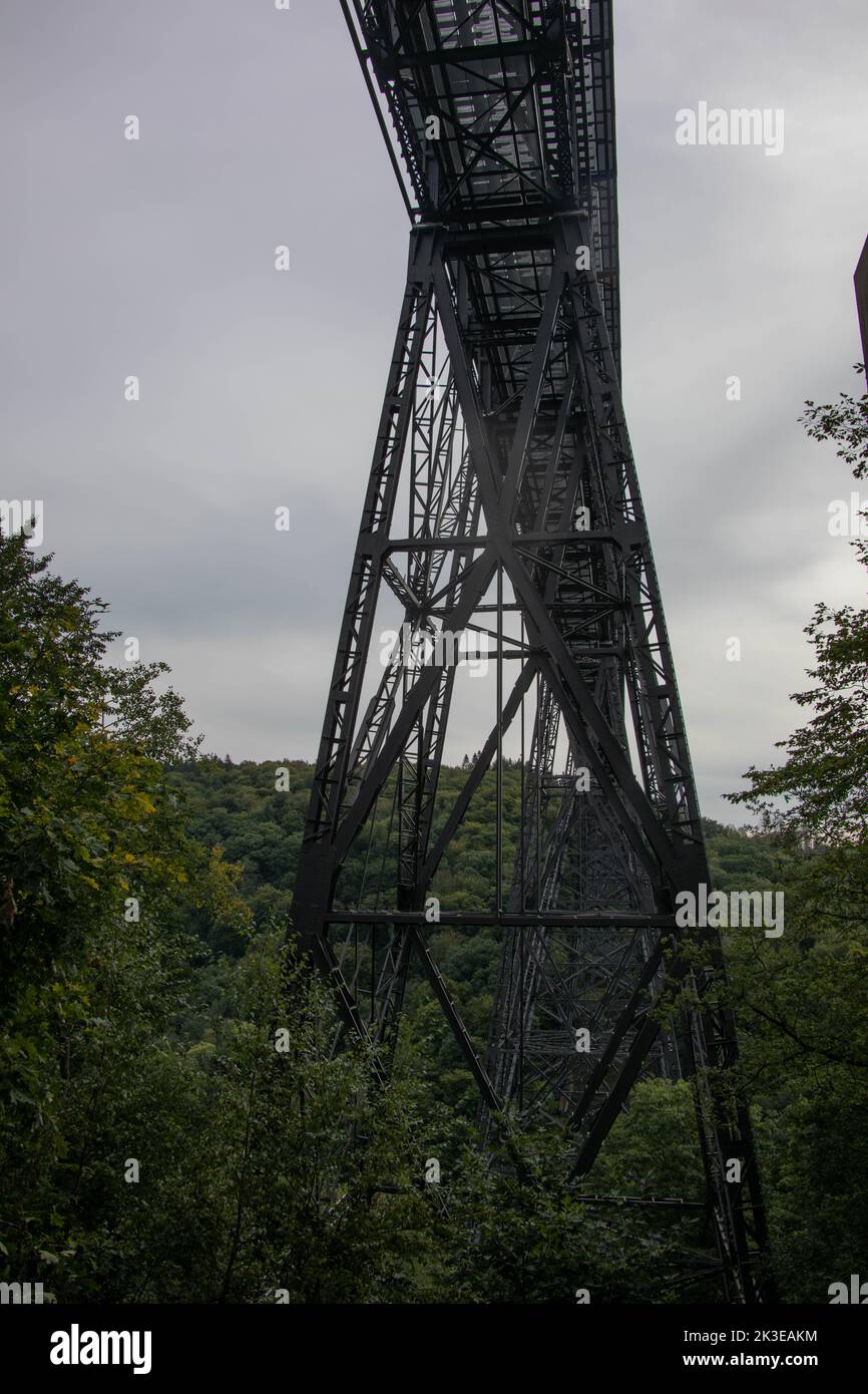 The high steel Müngstener Railroad Bridge in Solingen as a World Heritage Site Stock Photo