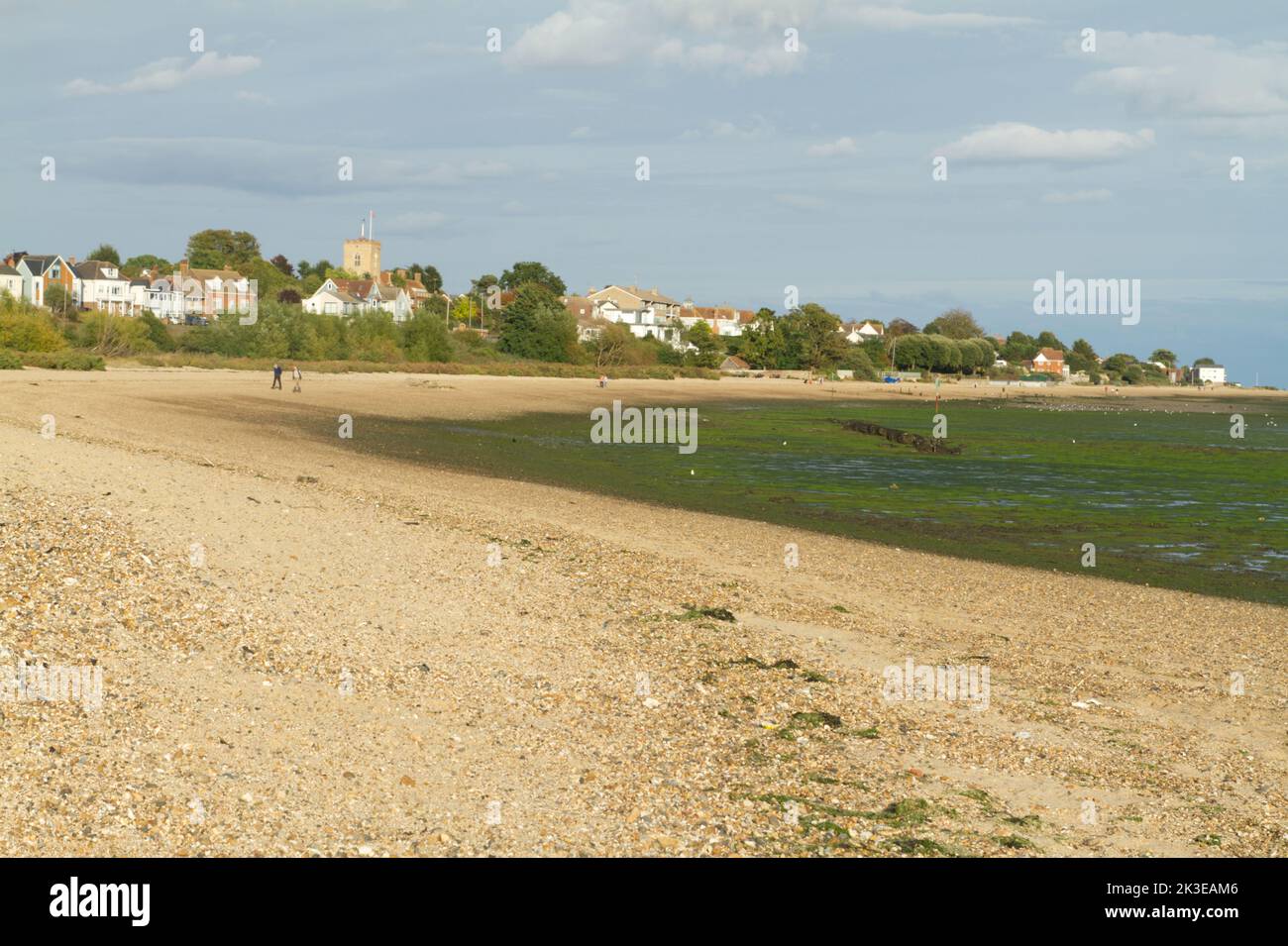 West Mersea beach on Mersea Island in Essex at low tide Stock Photo