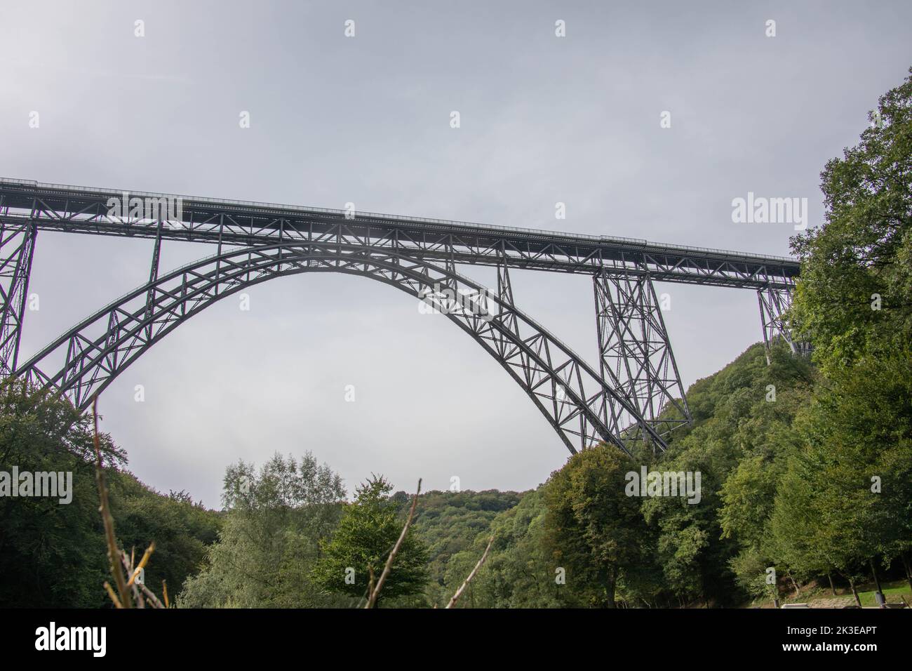 The high steel Müngstener Railroad Bridge in Solingen as a World Heritage Site Stock Photo