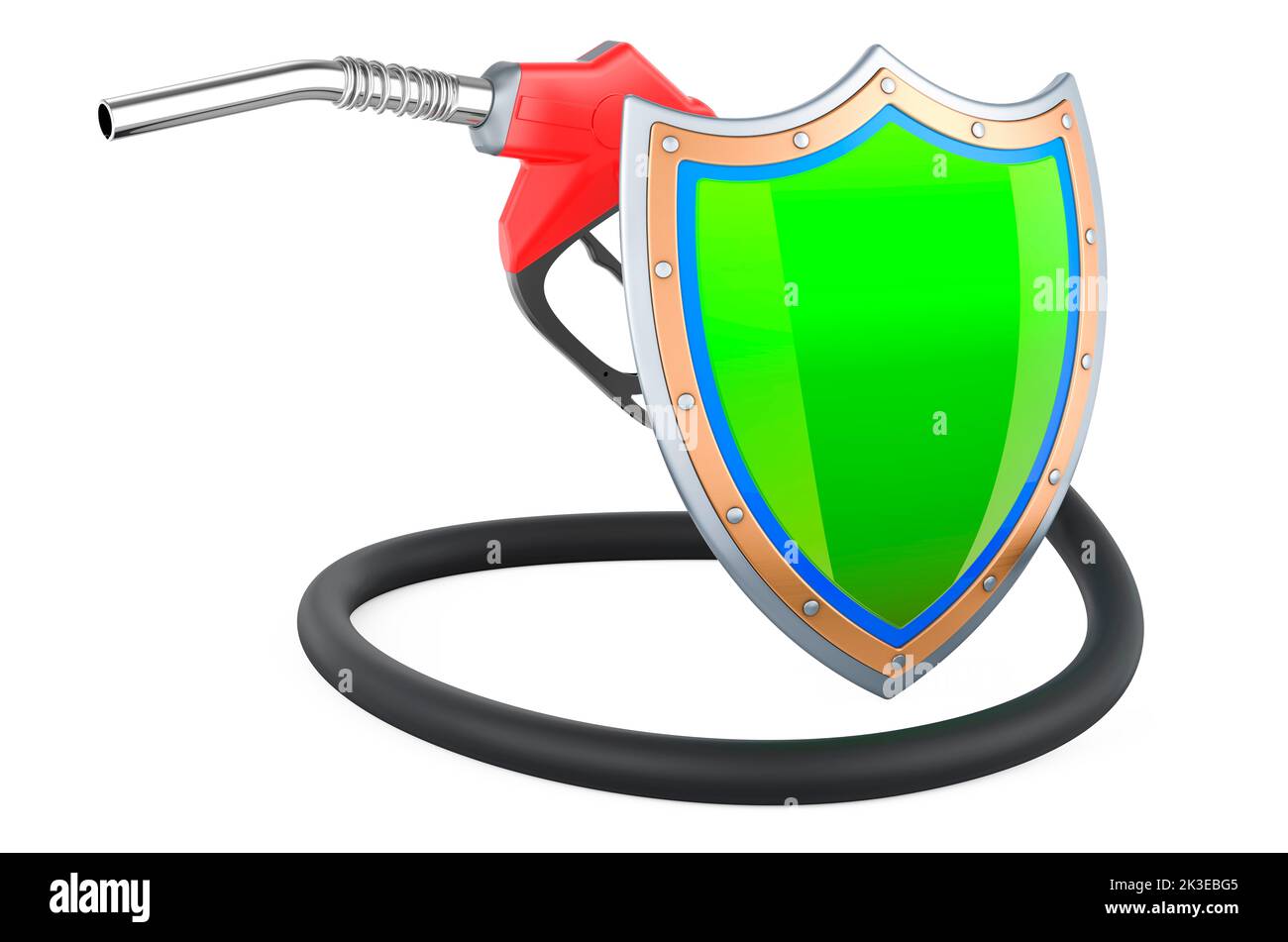 Fuel pump nozzle with shield, 3D rendering isolated on white background Stock Photo
