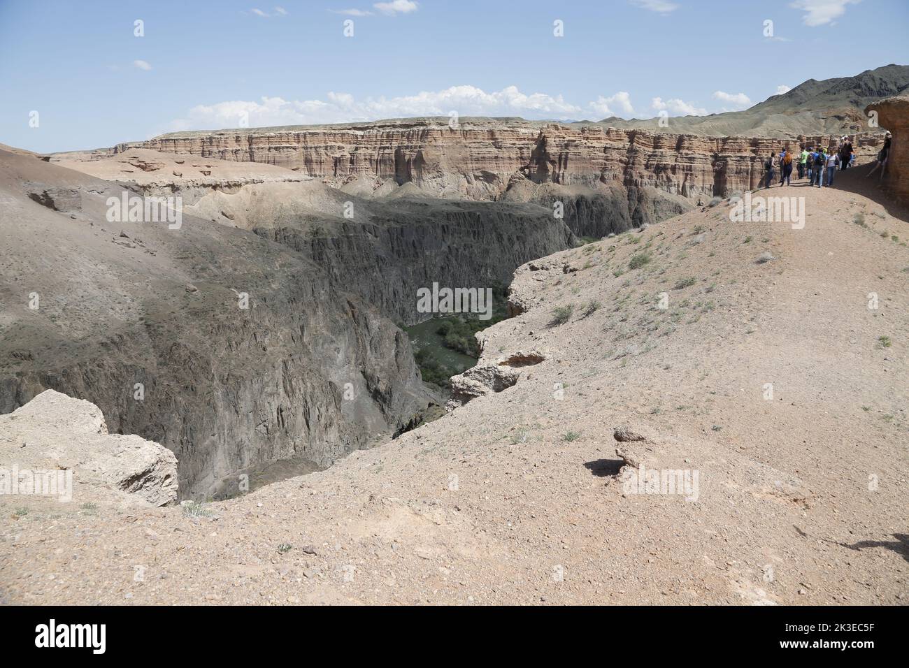 View on canyon with river in the landscape in Charyn Canyon National Park, Kazakhstan Stock Photo