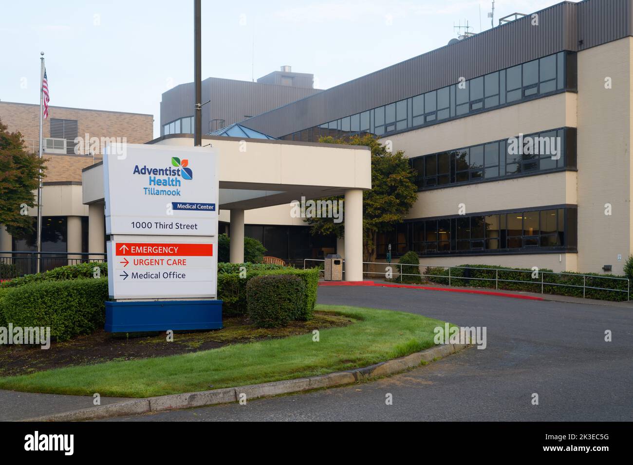 Tillamook, OR, USA - September 21, 2022; Adventist Health Medical Center in Tillamook Oregon building and sign Stock Photo
