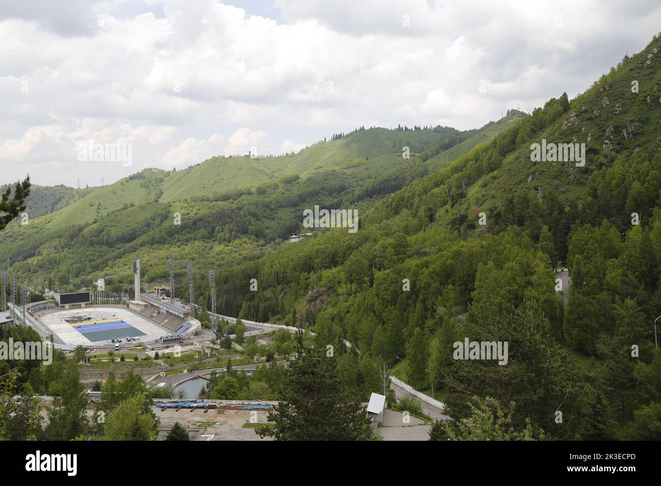 Medeu in Almaty, Kazakhstan, the highest skating rink in the world Stock Photo