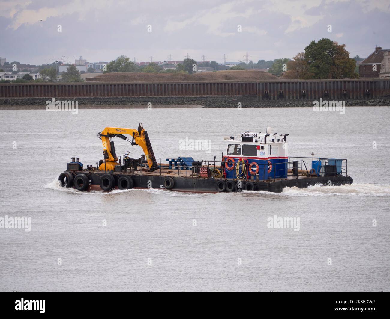 Gravesend Kent UK Chilidog is a multicat type vessel used  on the Thames in London Stock Photo