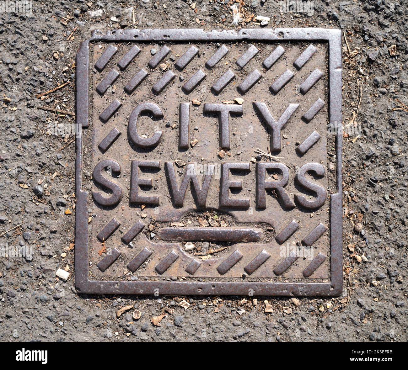 City Sewers Manhole Cover in Bath England Stock Photo