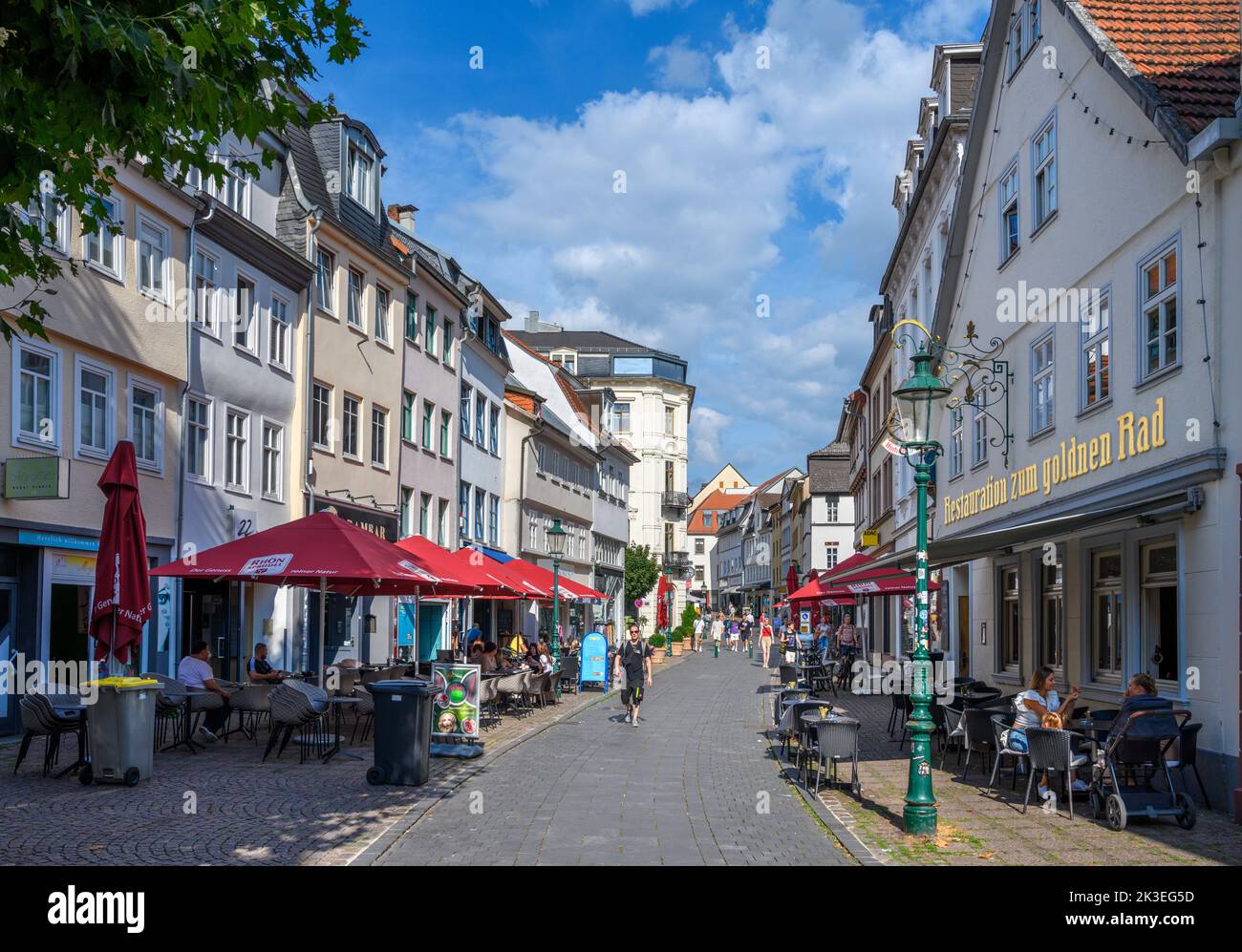 Cafes on Karlstraße in the Old Town (Altstadt), Fulda, Germany Stock Photo