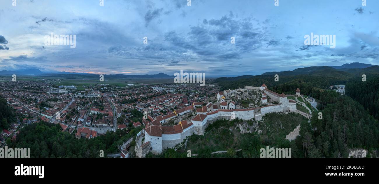 Aerial view of Rasnov fortress near the city of Brasov in Romania Stock ...
