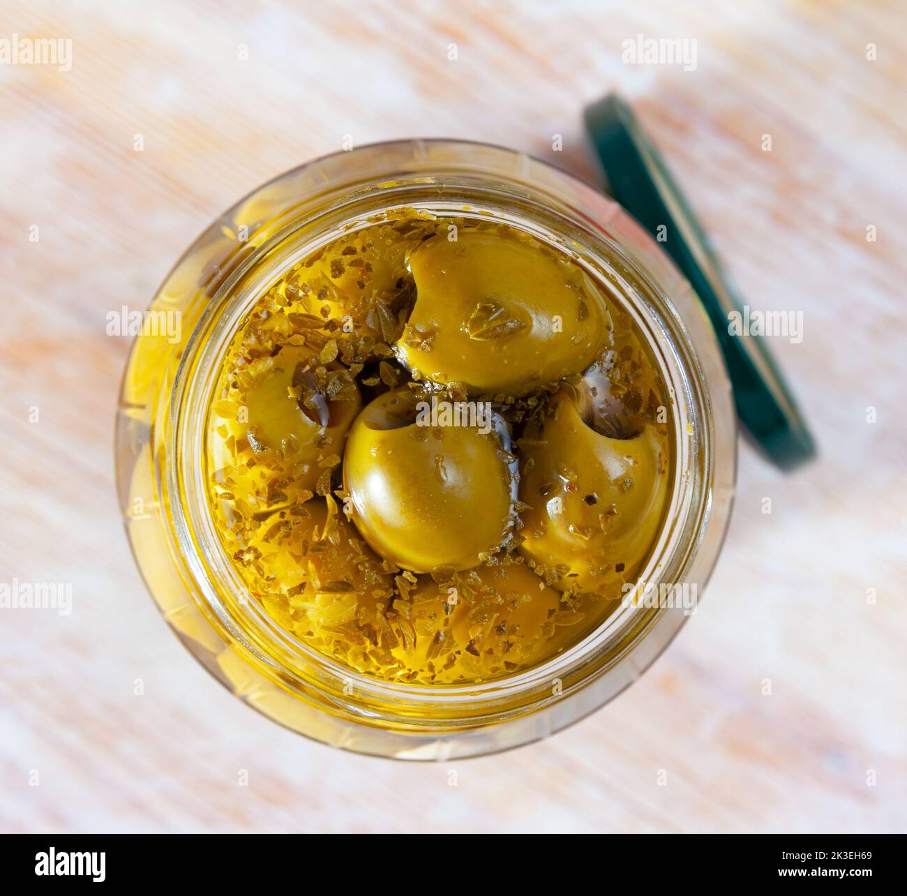Pickled olives in a jar Stock Photo Alamy