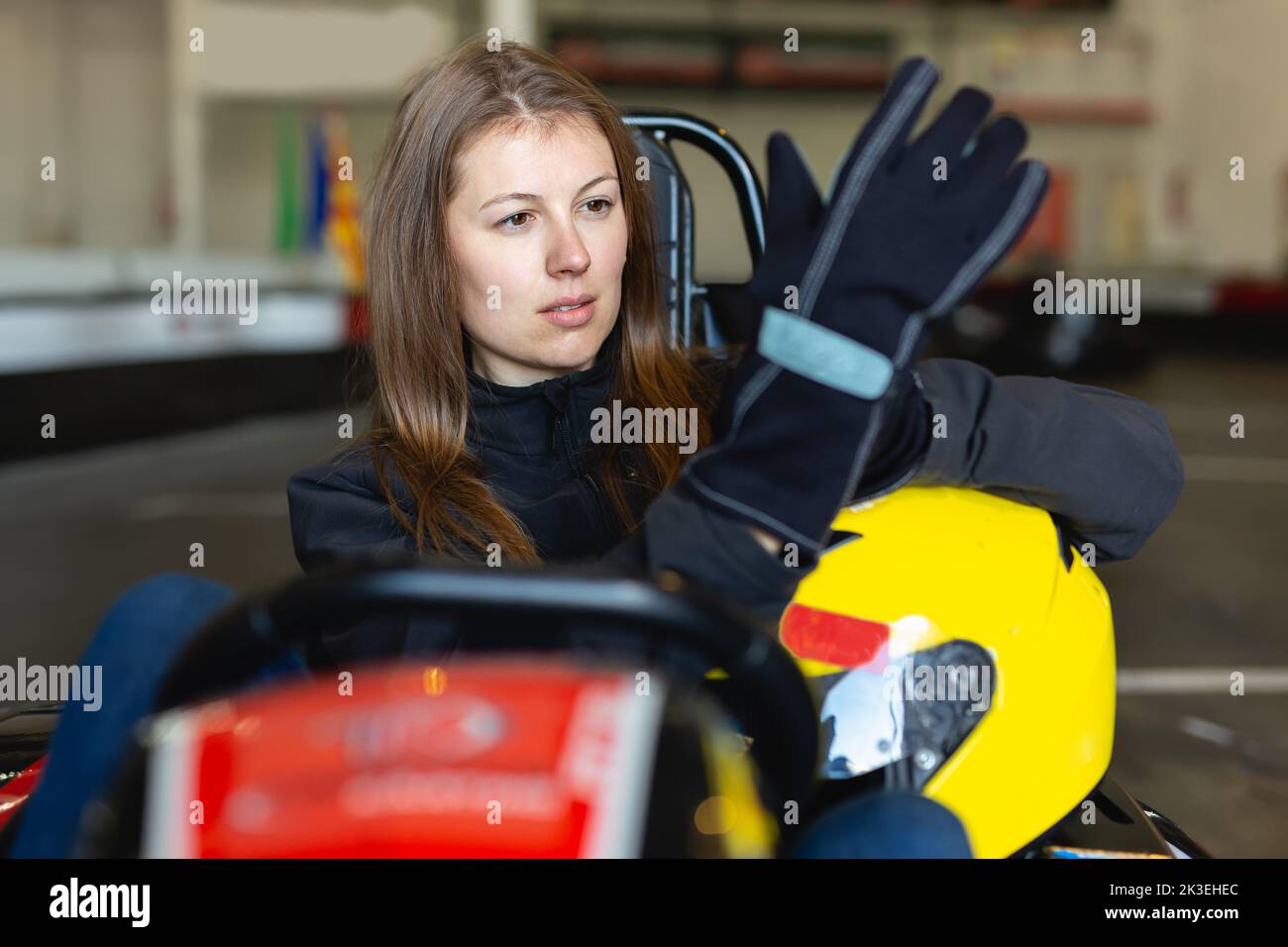 Fast car helmet woman hi-res stock photography and images - Alamy