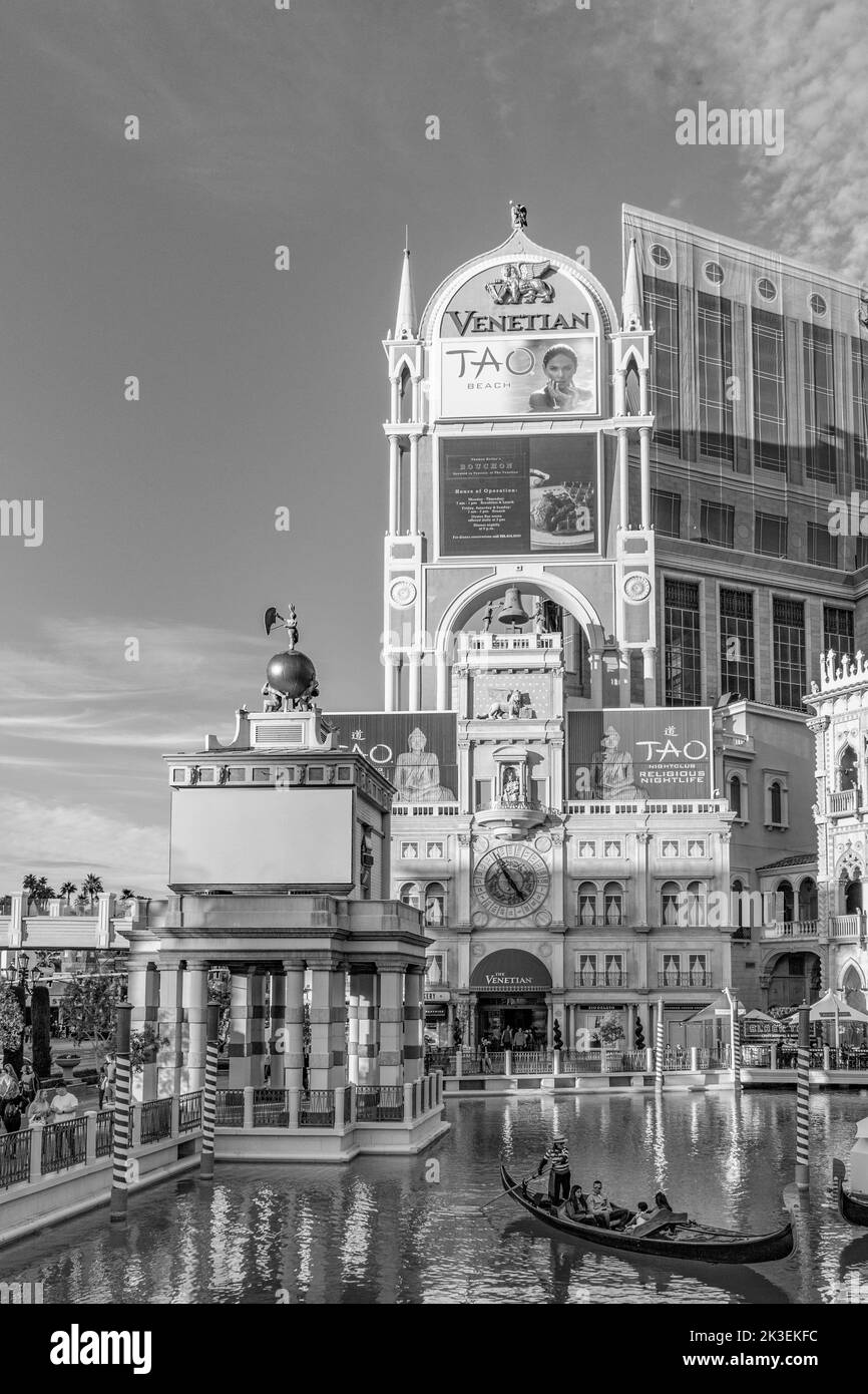 Las Vegas, USA - March 9, 2019: tourists enjoy gondola ride at the venetian hotel and casino in Las Vegas, USA. Stock Photo