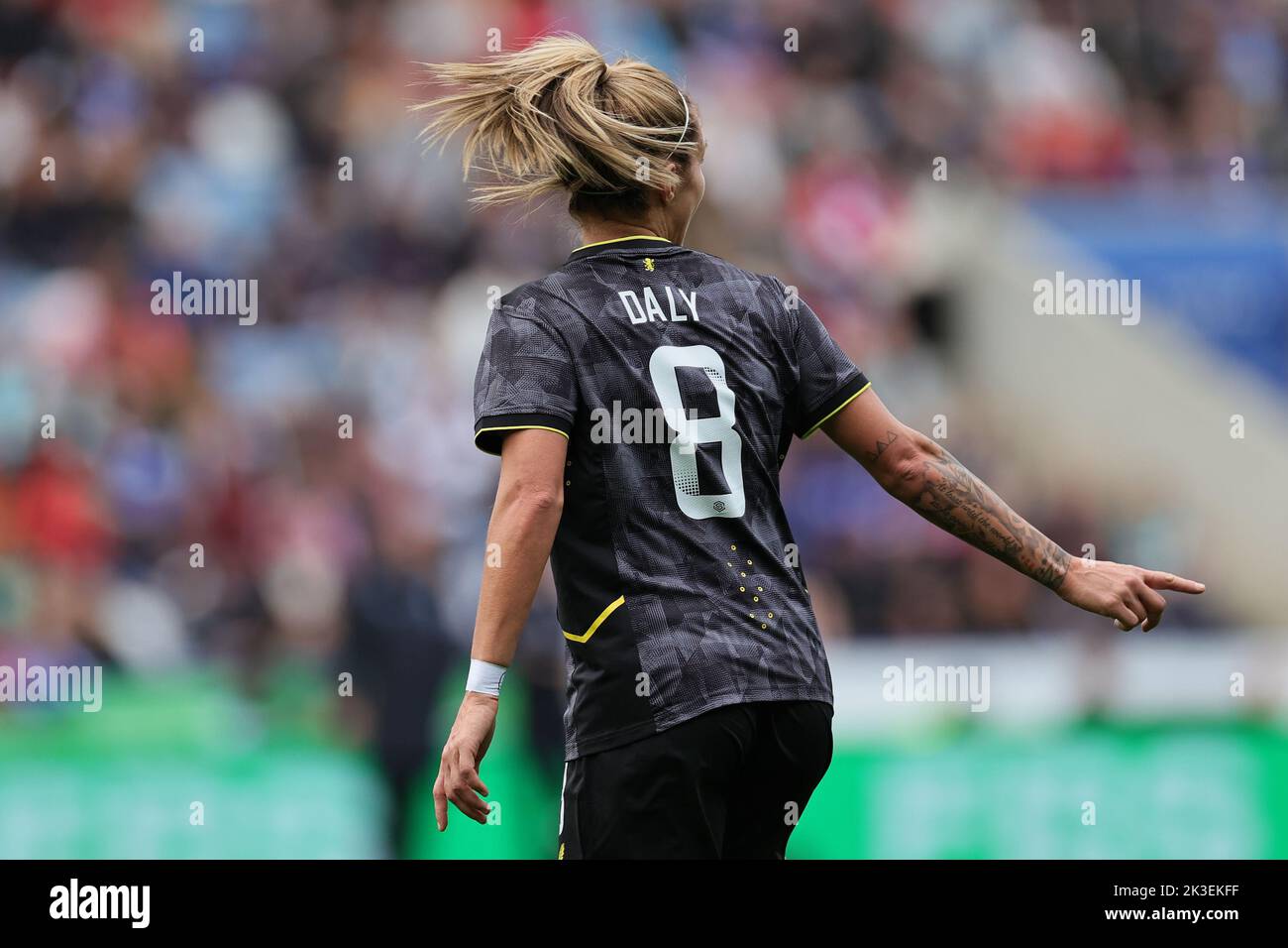 Leicester, UK. 25th Sep, 2022. Leicester, England, September 25th 2022: Rachel Daly (8 Aston Villa) gestures during the Barclays FA Womens Super League game between Leicester City and Aston Villa at the King Power Stadium in Leicester, England. (James Holyoak/SPP) Credit: SPP Sport Press Photo. /Alamy Live News Stock Photo