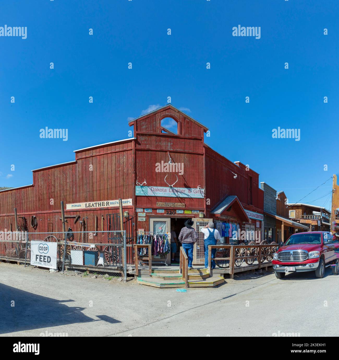 Oatman Ghost Town,   USA - March 3 , 2019: panoramic view of the the famous living ghost town along historical Route 66. Stock Photo