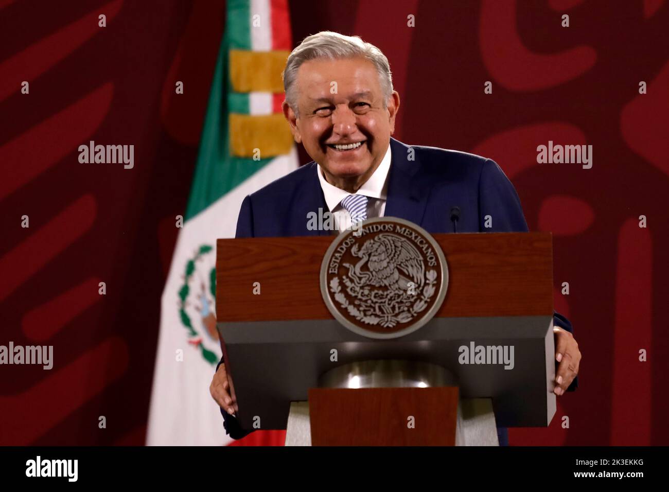Mexico City, Mexico. 26th Sep, 2022. Mexican President Andres Manuel Lopez Obrador during the daily morning press conference at the National Palace in Mexico City. on September 26, 2022 in Mexico City, Mexico. (Credit Image: © Luis Barron Eyepix Group/eyepix via ZUMA Press Wire) Stock Photo